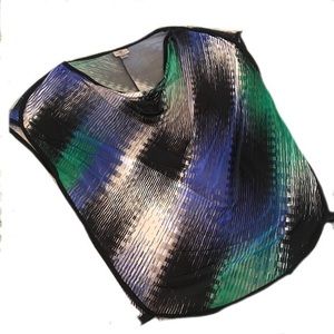 Worthington Stretch Blue Black Green Top Size Medium